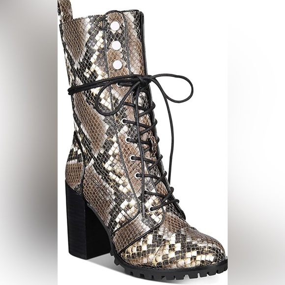 Like new Dolce Vita Ayleen snakeskin lace up zip up boots size 9.5 snake skin - Picture 1 of 15